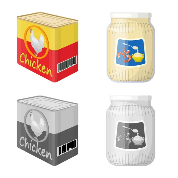 Objeto aislado de lata e icono de comida. Colección de lata y paquete icono vectorial para stock . — Vector de stock