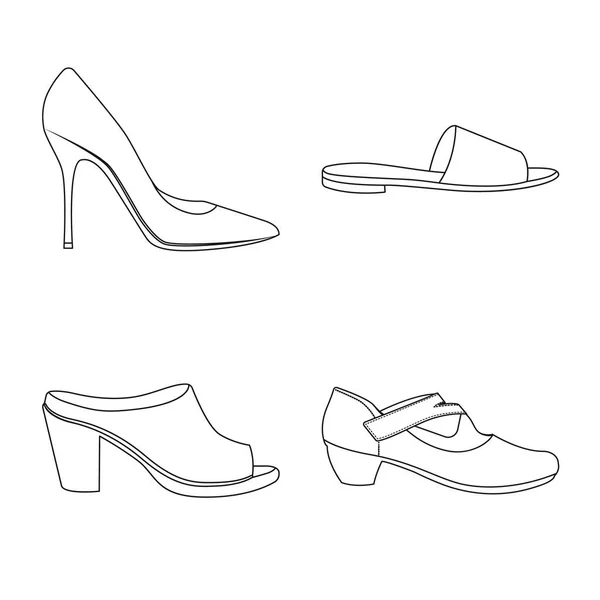 Design vettoriale delle calzature e logo donna. Raccolta di calzature e icona vettoriale del piede per stock . — Vettoriale Stock
