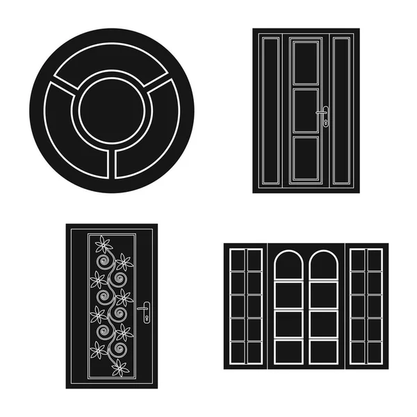 Ilustración vectorial de la puerta y el cartel frontal. Colección de ilustración de vectores de puerta y madera . — Archivo Imágenes Vectoriales