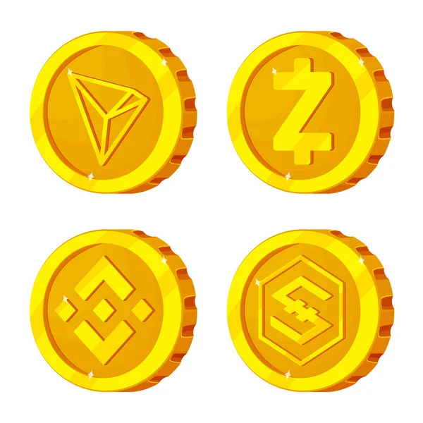 Objet isolé de crypto-monnaie et symbole de pièce de monnaie. Ensemble de crypto-monnaie et crypto-stock symbole pour le web . — Image vectorielle