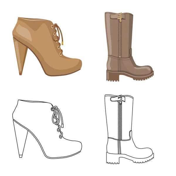 Vector design of footwear and woman logo. Set of footwear and foot vector icon for stock. — Stock Vector