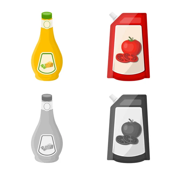 Vector design of can and food sign. Collection of can and package vector icon for stock. — Stock Vector