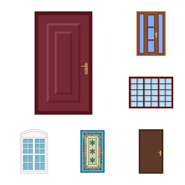 Ilustración vectorial de puerta e icono frontal. Colección de puerta y vector de madera icono para stock . — Vector de stock