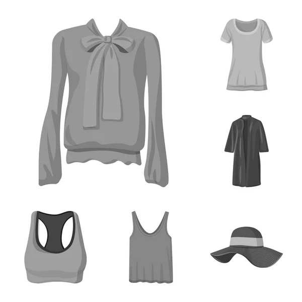 Objet isolé de signe de femme et de vêtements. Collection de femme et porter le symbole stock pour le web . — Image vectorielle