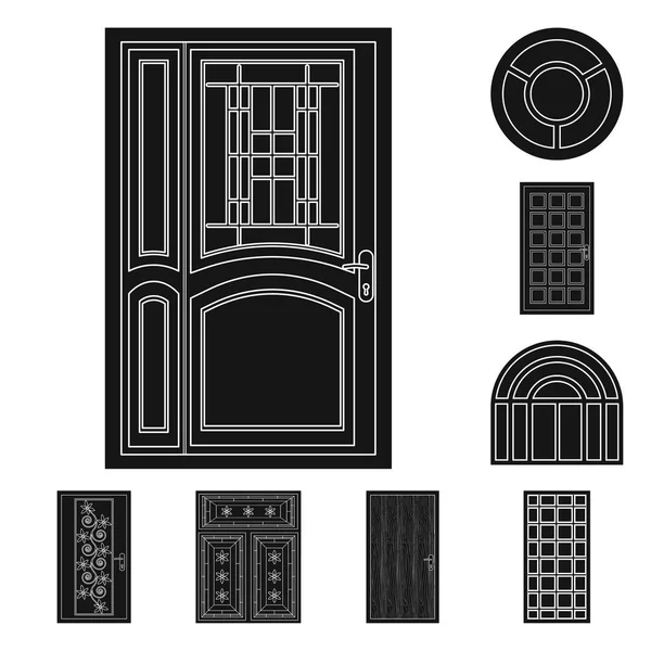 Objet isolé de la porte et du logo avant. Ensemble de porte et symbole de stock en bois pour toile . — Image vectorielle