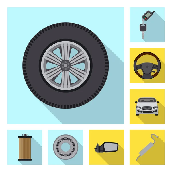 Illustrazione vettoriale del simbolo auto e parte. Raccolta di auto e auto stock simbolo per il web . — Vettoriale Stock