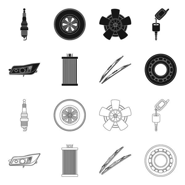 Vector design of auto and part icon. Collection of auto and car stock symbol for web. — Stock Vector