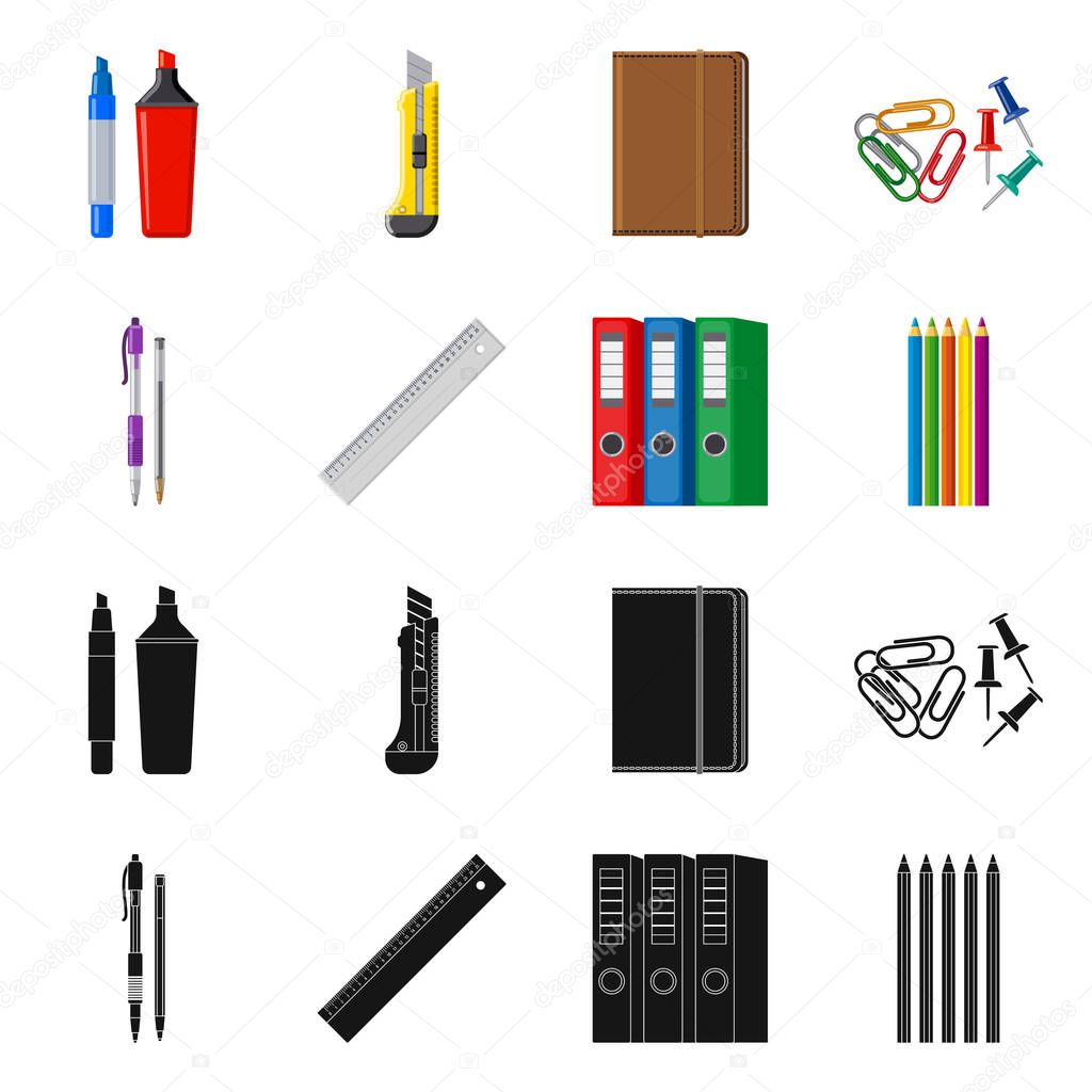 Vector illustration of office and supply symbol. Collection of office and school vector icon for stock.
