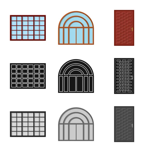 Ilustración vectorial de puerta y símbolo frontal. Colección de puerta y vector de madera icono para stock . — Vector de stock