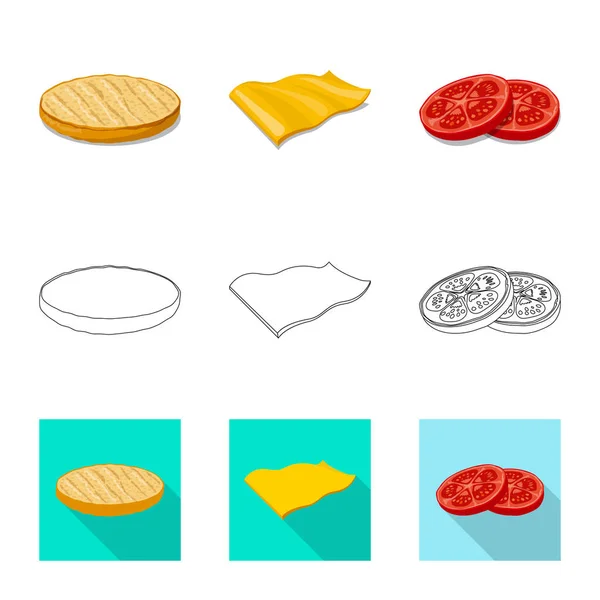 Objeto isolado de hambúrguer e ícone de sanduíche. Coleção de hambúrguer e corte ilustração vetor estoque . — Vetor de Stock