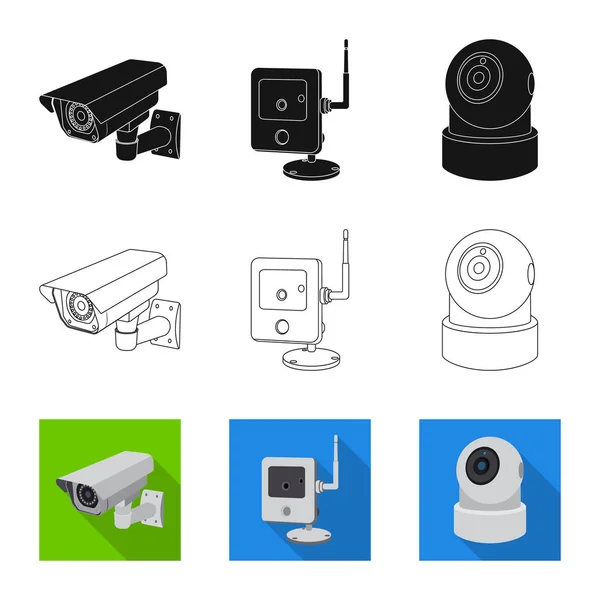 Ilustración vectorial de cctv y logotipo de la cámara. Colección de cctv y sistema de stock símbolo para web . — Vector de stock