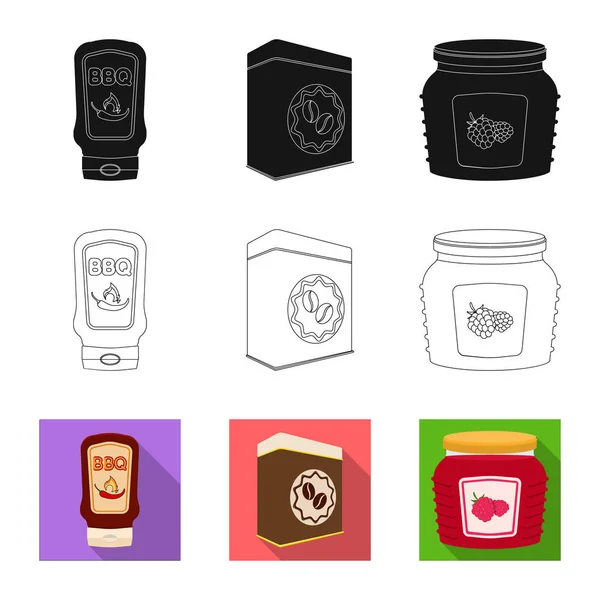 Objet isolé de boîte et icône de nourriture. Ensemble d'illustration vectorielle de boîte et de paquet . — Image vectorielle