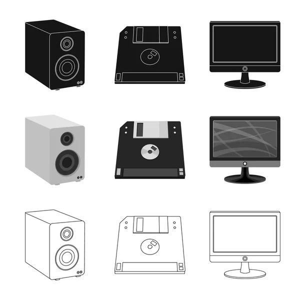 Diseño vectorial del ordenador portátil y el icono del dispositivo. Conjunto de portátil y servidor símbolo de stock para web . — Vector de stock