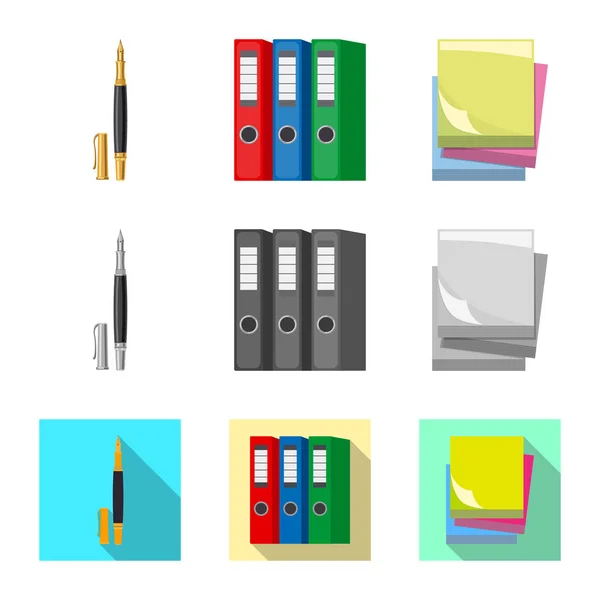 Vektordesign von Büro- und Versorgungssymbolen. Set von Büro und Schule Aktiensymbol für Web. — Stockvektor