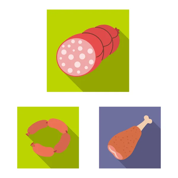 Objeto aislado de carne y jamón símbolo. Colección de carne y caldo de cocina símbolo para la web . — Archivo Imágenes Vectoriales