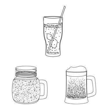 İçki ve bar simge vektör tasarımı. İçki ve parti hisse senedi vektör çizim seti.