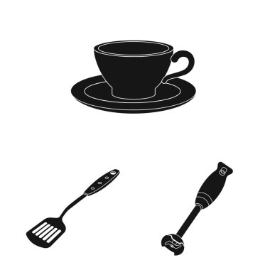 Mutfak ve yemek işaret yalıtılmış nesne. Mutfak ve cihaz hisse senedi vektör çizim topluluğu.