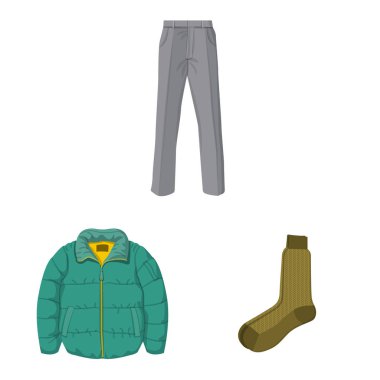 Adam ve giyim işareti yalıtılmış nesne. Adam ayarla ve web için hisse senedi simgesi giymek.