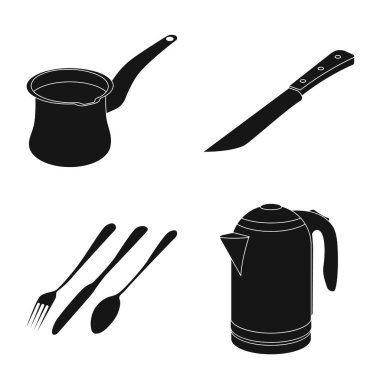 Mutfak ve yemek simgesi yalıtılmış nesne. Mutfak ve cihaz hisse senedi simgesi için web topluluğu.