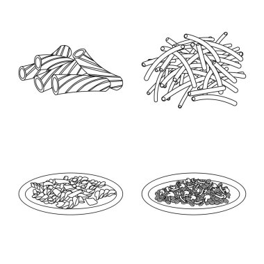 Makarna ve karbonhidrat simge vektör Illustration. Web için makarna makarna ve hisse senedi simgesi kümesi.