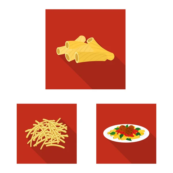 Illustration vectorielle de pâtes et d'icônes glucidiques. Collection de pâtes et macaronis illustration vectorielle de stock . — Image vectorielle