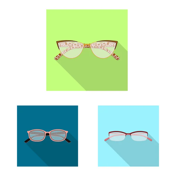 Diseño vectorial de gafas y símbolo del marco. Conjunto de gafas y accesorio icono vectorial para stock . — Vector de stock