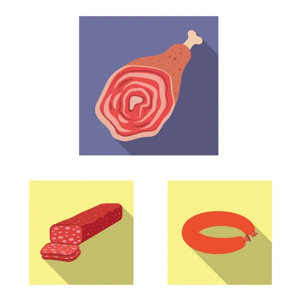 Objeto isolado de logotipo de carne e presunto. Coleta de ilustração vetorial carne e caldo de cozinha . — Vetor de Stock