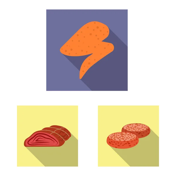 Objet isolé du logo viande et jambon. Jeu d'illustration vectorielle de bouillon de viande et de cuisson . — Image vectorielle