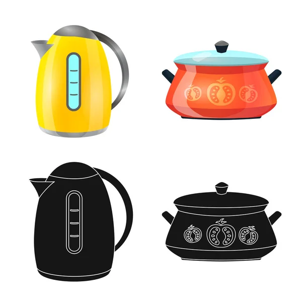 Vektorillustration von Küche und Koch-Logo. Set von Küchen- und Haushaltsvektorsymbolen für den Vorrat. — Stockvektor