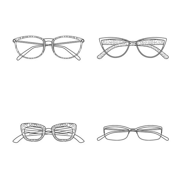Vector illustration of glasses and frame icon. Collection of glasses and accessory stock vector illustration. — Stock Vector