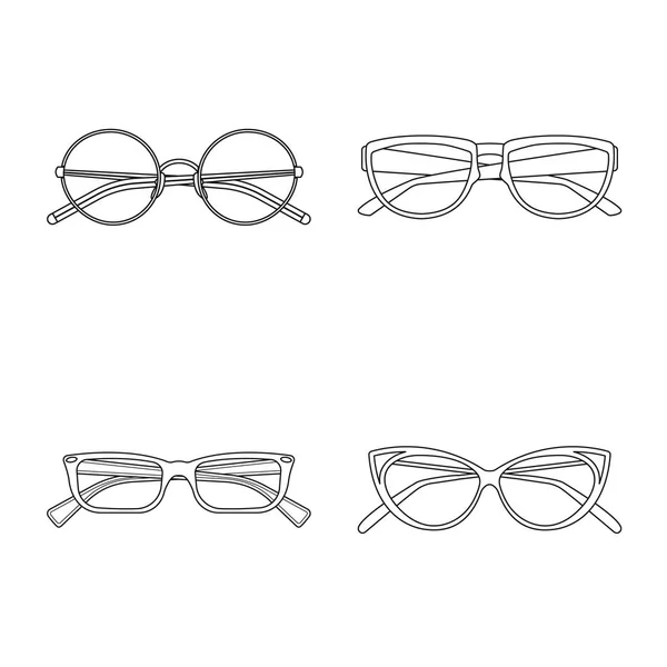 Illustrazione vettoriale di occhiali e simbolo della cornice. Set di occhiali e icona vettoriale accessoria per magazzino . — Vettoriale Stock