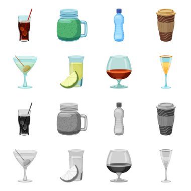 İçki ve bar logo vektör Illustration. Web için içki ve parti hisse senedi simgesi kümesi.
