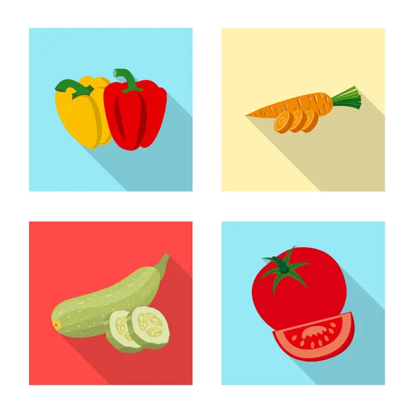 蔬菜水果标识的矢量设计。蔬菜和素食的集合向量例证. — 图库矢量图片