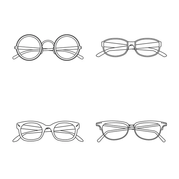 Isolated object of glasses and frame icon. Collection of glasses and accessory vector icon for stock. — Stock Vector