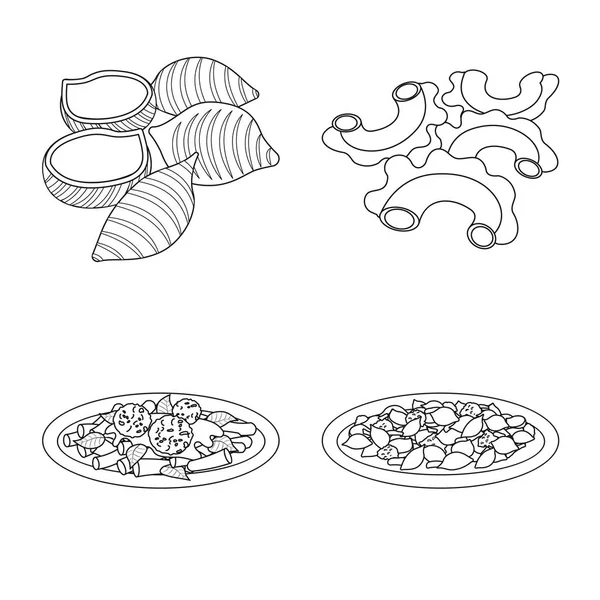 Vektorillustration von Pasta und Kohlenhydrat-Logo. Sammlung von Nudeln und Makkaroni-Vektorillustration. — Stockvektor