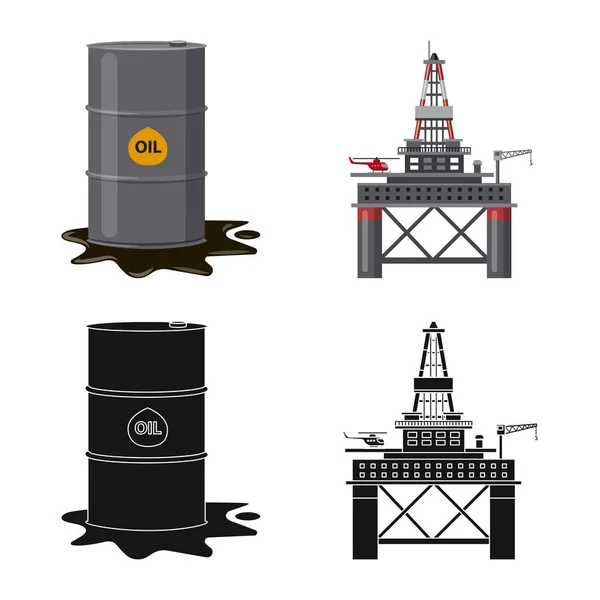 Vektorillustration des Öl- und Gaszeichens. Set von Öl und Benzin Aktiensymbol für Web. — Stockvektor
