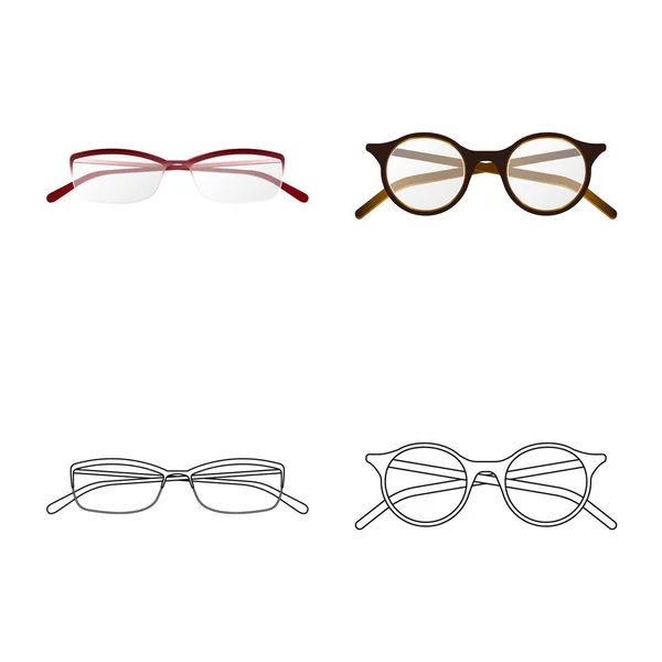 Isolerade objekt av glas och ram symbol. Uppsättning av glasögon och tillbehör lager vektorillustration. — Stock vektor