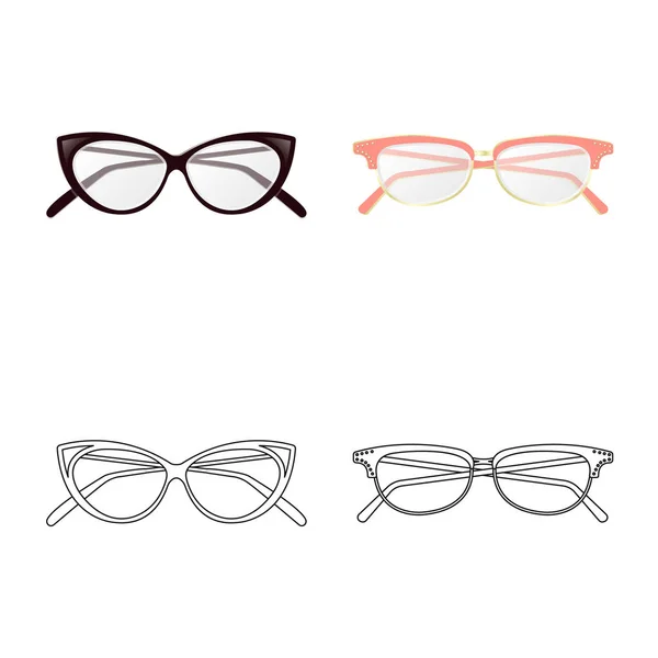 Geïsoleerde object van pictogram bril en frame. Aantal glazen en accessoire voorraad vectorillustratie. — Stockvector