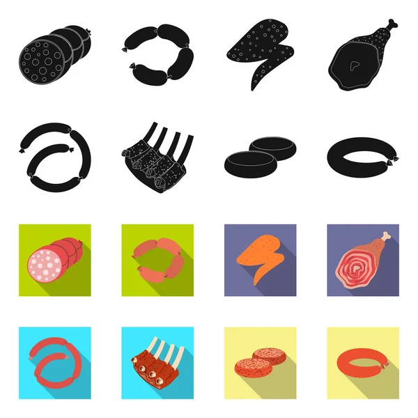 Diseño vectorial de carne y jamón símbolo. Conjunto de carne y caldo de cocina símbolo para web . — Archivo Imágenes Vectoriales