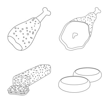 Eti ve jambon logo vektör tasarımı. Et ve hisse senedi simgesi web için pişirme.