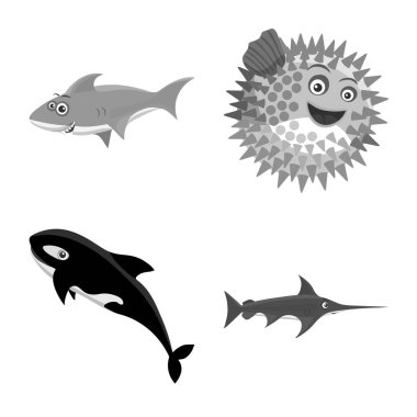 Deniz ve hayvan simgesi yalıtılmış nesne. Deniz ve hisse senedi için deniz vektör simge kümesi.