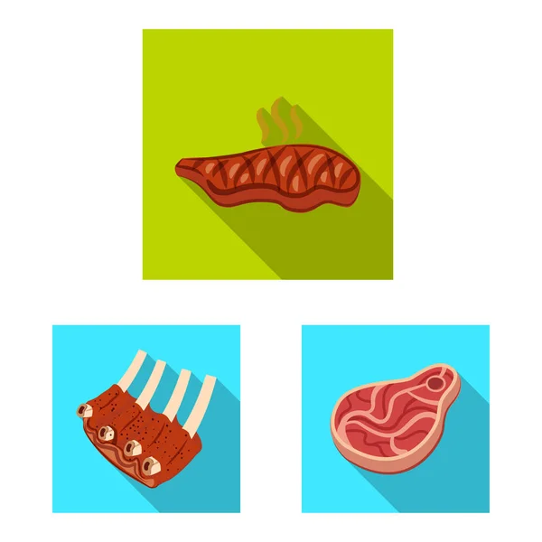 Objeto isolado de logotipo de carne e presunto. Coleta de carne e cozimento símbolo de estoque de web . — Vetor de Stock