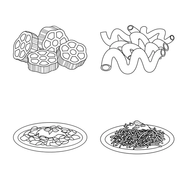 面食和碳水化合物图标的矢量设计。面食和通心粉股票矢量图集. — 图库矢量图片