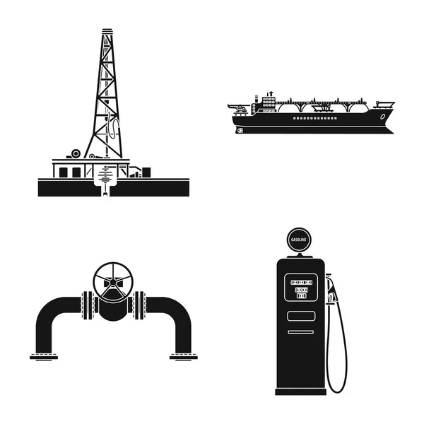 Na białym tle obiekt ikony ropy i gazu. Zestaw z oleju i benzyny Stockowa ilustracja wektorowa. — Wektor stockowy