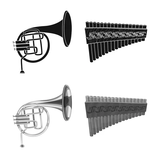 Geïsoleerde object van muziek en melodie pictogram. Verzameling van vector-pictogram voor muziek en tool voor voorraad. — Stockvector