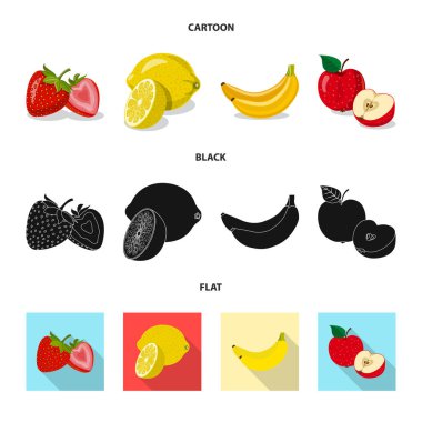 Sebze ve meyve logo vektör tasarımı. Hisse senedi için sebze ve vejeteryan vektör simge topluluğu.