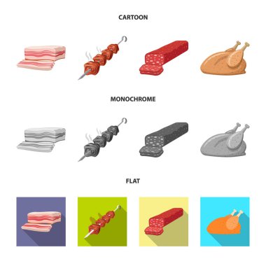 Dizayn et ve jambon işareti vektör. Et ve hisse senedi simgesi web için pişirme.