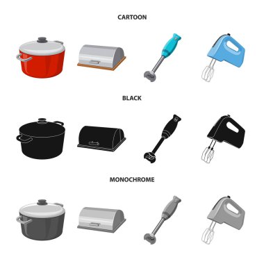 Mutfak ve yemek simge vektör Illustration. Web için mutfak ve cihaz hisse senedi simgesi kümesi.