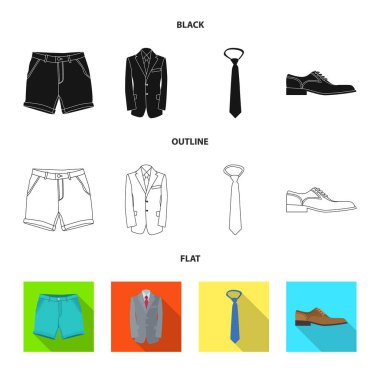 Adam ve giyim simge vektör tasarımı. Adam ayarla ve stok vektör çizim giymek.