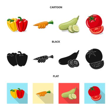 Sebze ve meyve simge vektör tasarımı. Hisse senedi için sebze ve vejeteryan vektör simge topluluğu.